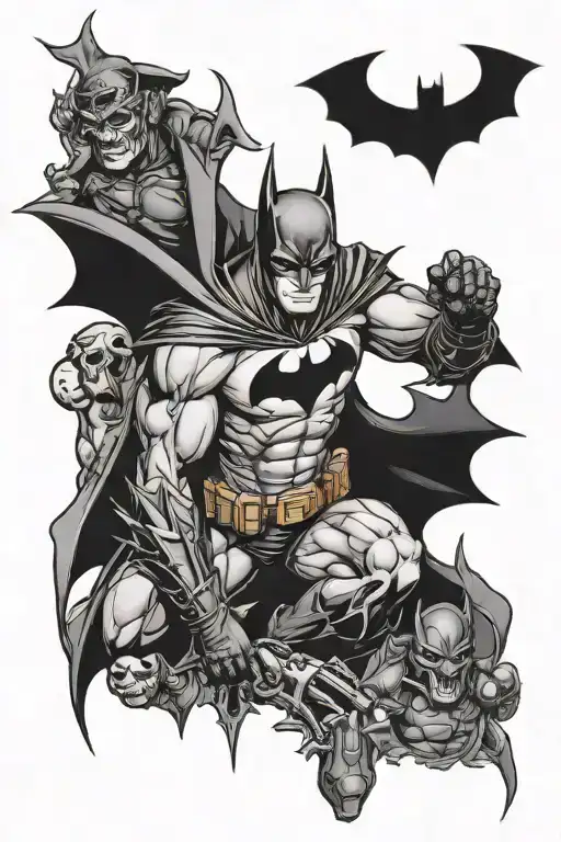 Batman villains lurking tattoo design idea