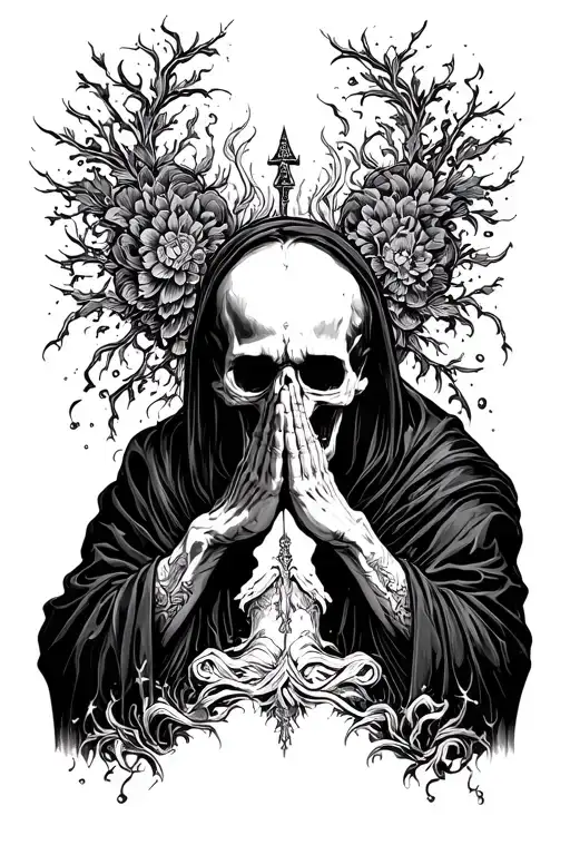 Father Death praying tattoo design idea