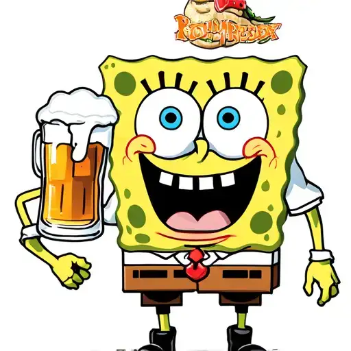 spongebob with beer tattoo design idea