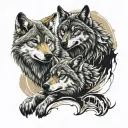 two wolves siting eatchother and they are engry tattoo design idea