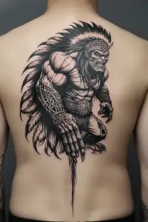 native american chief hulk monster roaring tattoo design idea