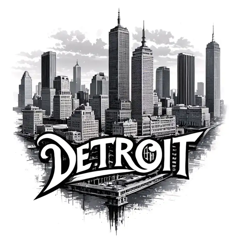 "Detroit" Detroit Skyline tattoo design idea