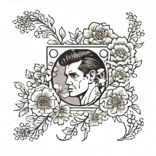 a tape of the smiths in a flower field tattoo design idea