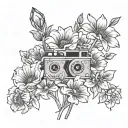 a tape of the smiths in a flower field tattoo design idea