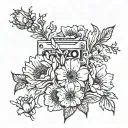 a tape of the smiths in a flower field tattoo design idea