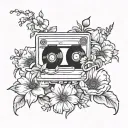 a tape of the smiths in a flower field tattoo design idea