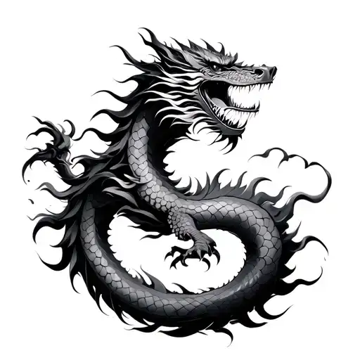 japanese dragon in a storm tattoo design idea