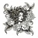 Gorgon in peonies tattoo design idea
