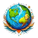 earth being connected tattoo design idea