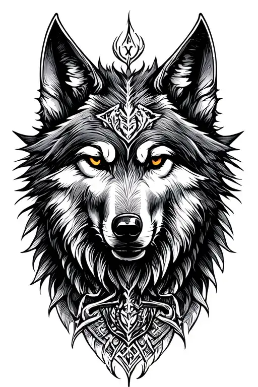 wolf viking symbol tattoo design idea