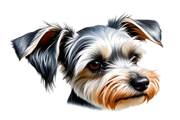 mini schnauzer white pointy dog ears tattoo design idea