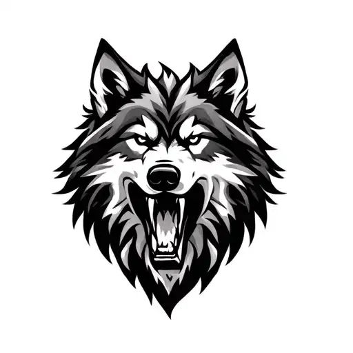 tribal wolf head snarling wolf tattoo design idea