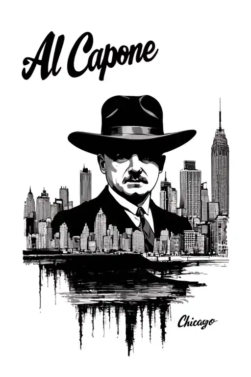 al capone chicago skyline tattoo design idea