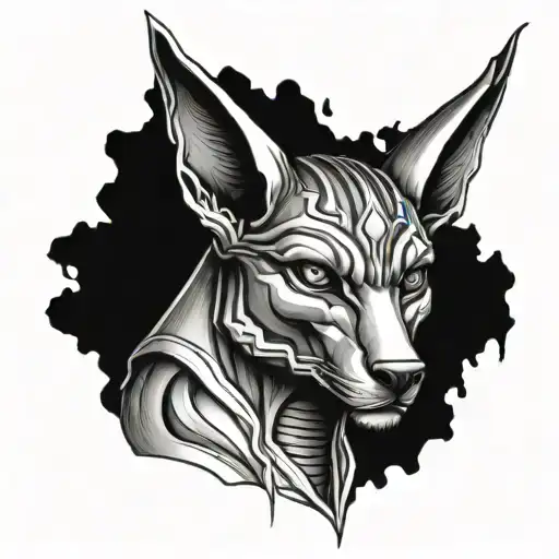anubis With eye graveyard scene tattoo design idea