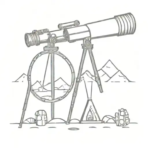 telescope and campfire tattoo design idea