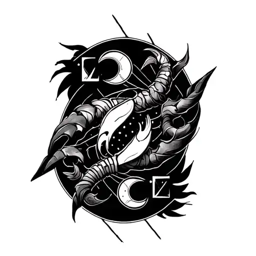 cascading thigh tattoo with scorpio, sagittarius, and pisces symbols tattoo design idea