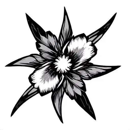 shuriken flowers japanese tattoo design idea
