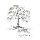 tiny weeping willow tree tattoo design idea