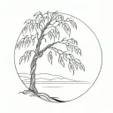 tiny weeping willow tree tattoo design idea