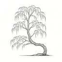 tiny weeping willow tree tattoo design idea