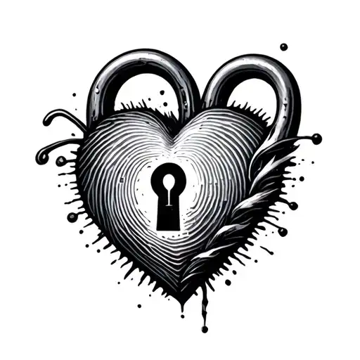 Thumb print heart shaped lock tattoo design idea