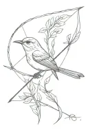 Wren , bow and arrow design tattoo design idea