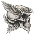 skull with wing attached from side view tattoo design idea