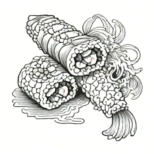 tempura prawn maki roll tattoo design idea