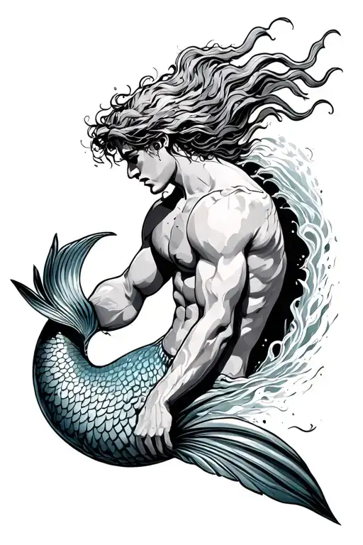 Merman tattoo design idea