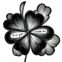 black four leaf clover with "In ár gCroíthe go deo" encricling the clover tattoo design idea