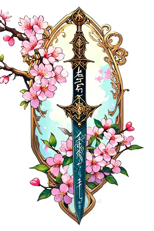 Malenia blade of miquella with cherry blossoms tattoo design idea