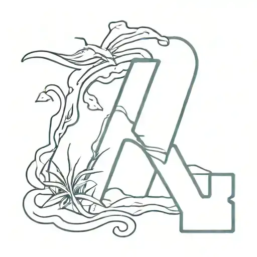 N letter with beach theme tattoo tattoo design idea