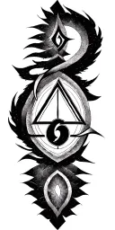 sigil with triangle in the middle and a 6 and 9 in the middle of the triangle tattoo design idea