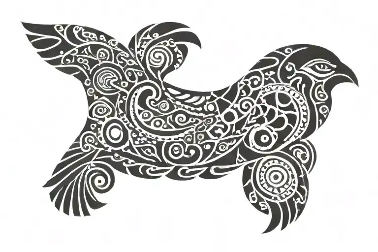 Kea and Kiwi Sleeve in Maori style with heavy New Zealand influence  tattoo design idea