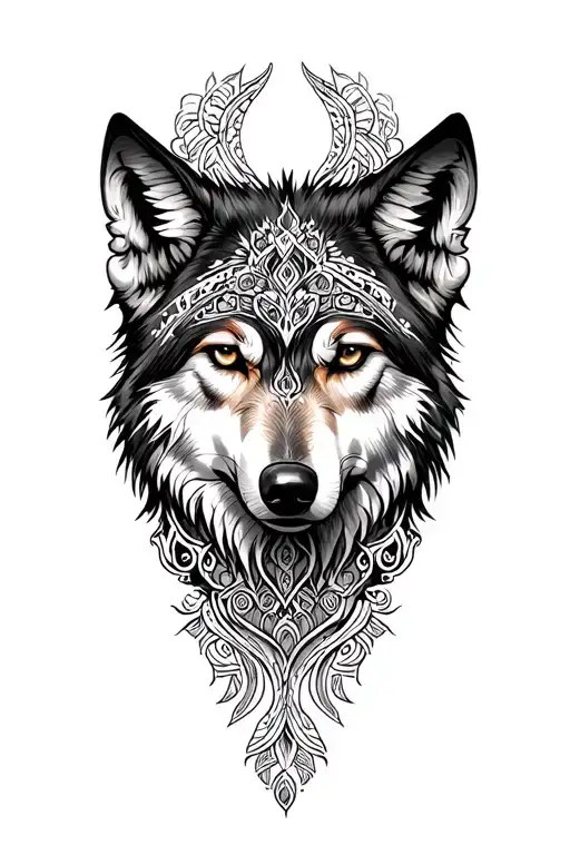 wolf mandala tattoo design idea