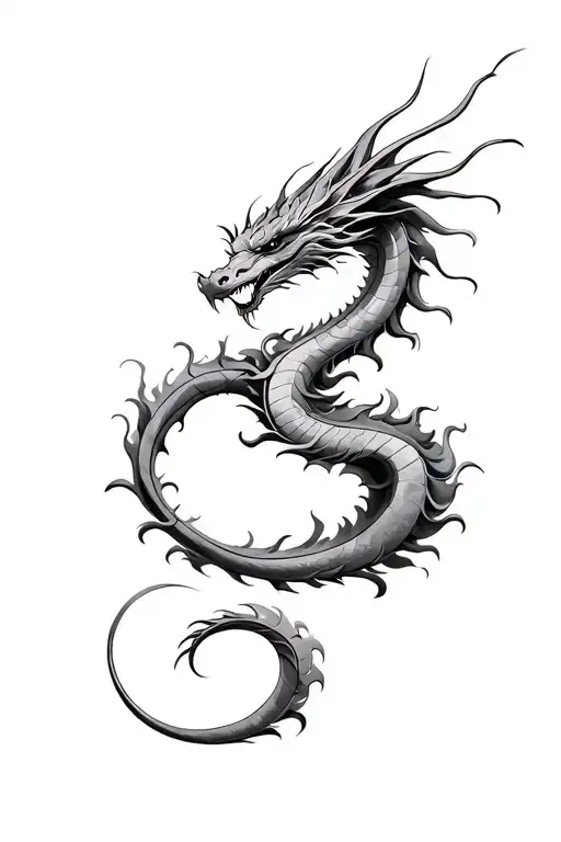 dragon made of smoke tattoo design idea