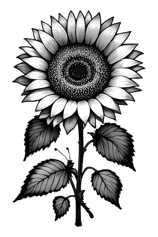 sunflower with butterfly wing tattoo design idea