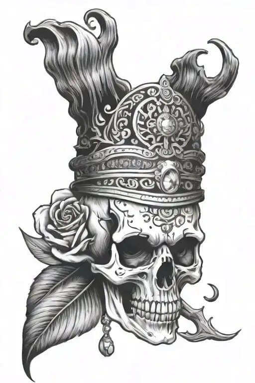 traditional skull with diamond eyes tattoo design idea