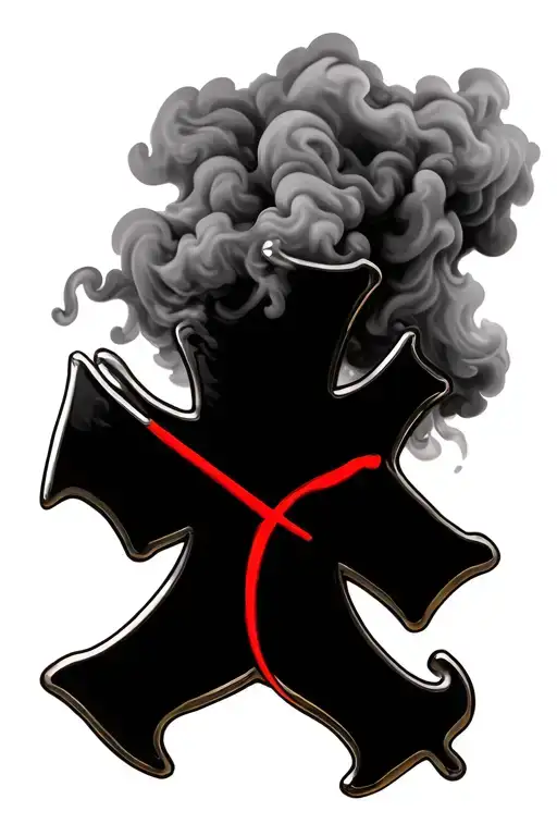  Fireman’s badge outline (Maltese cross) in a cloud of smoke with a thin red line in the smoke tattoo design idea