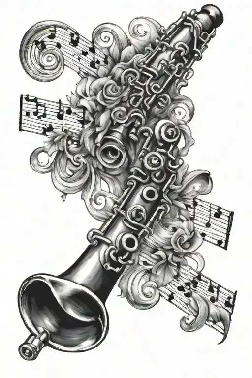 music notes making a clarinet tattoo design idea