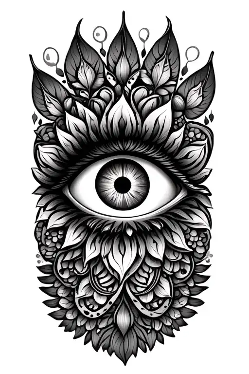 Fátima hand mandala with lifes tree and Turkish eye tattoo design idea