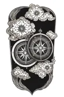 compass clouds surrounding tattoo design idea