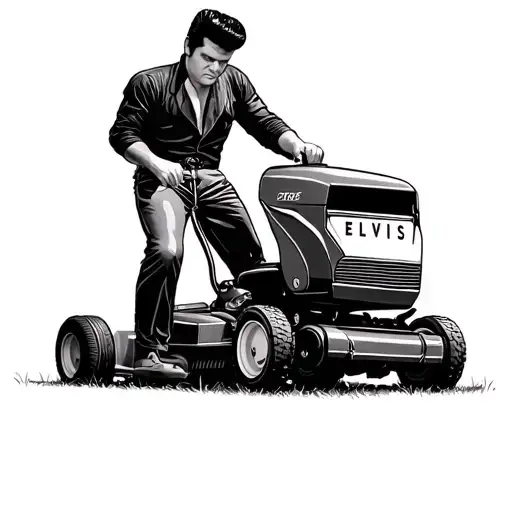 Elvis mowing the lawn tattoo design idea