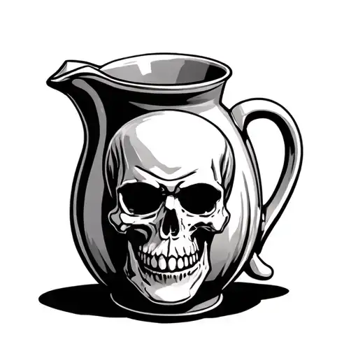 jug with skull and crossbones tattoo design idea