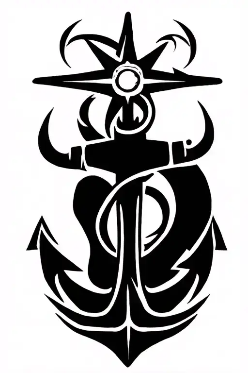 compass and anchor tattoo design idea
