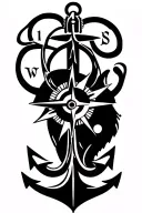 compass and anchor tattoo design idea