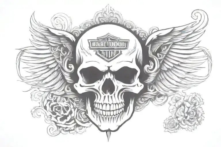 Harley Davidson logo made of a skull  tattoo design idea