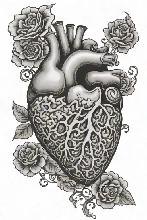 half a heart and brain tattoo design idea