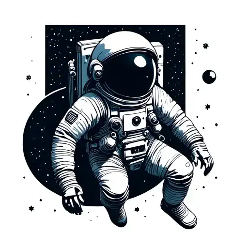 astronaut floating in space elements tattoo design idea