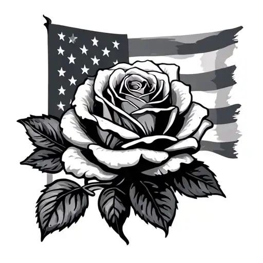 American Flag Rose tattoo design idea